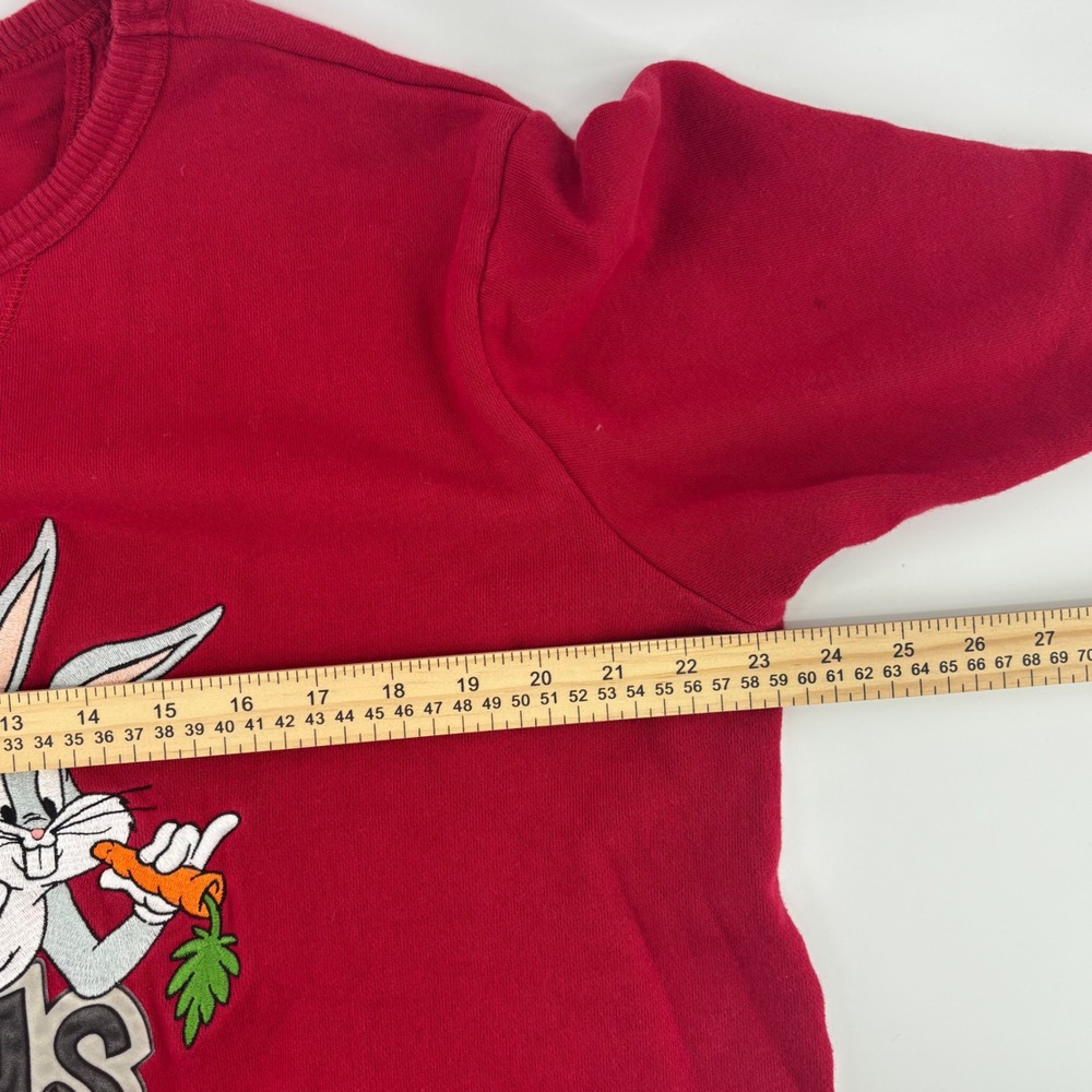 Vintage Warner Bros Studio Store Bugs Bunny Embroidered Red Sweatshirt Small - Picture 6 of 7